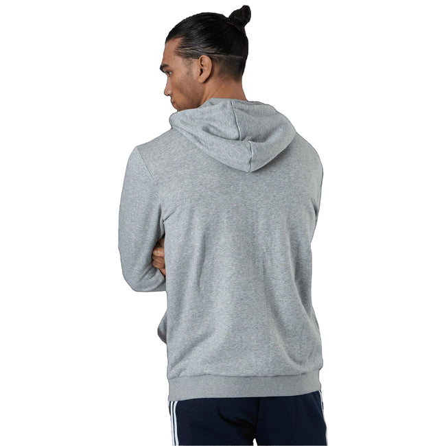 Grey - Back - Adidas Mens Essentials 3 Stripes Full Zip Hoodie
