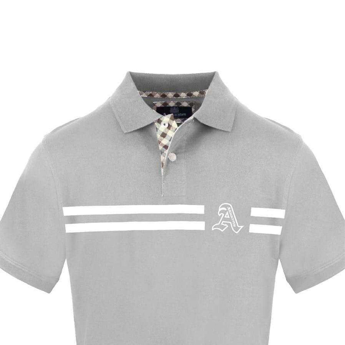 Grey - Side - Aquascutum Mens Collared Short-Sleeved Polo Shirt