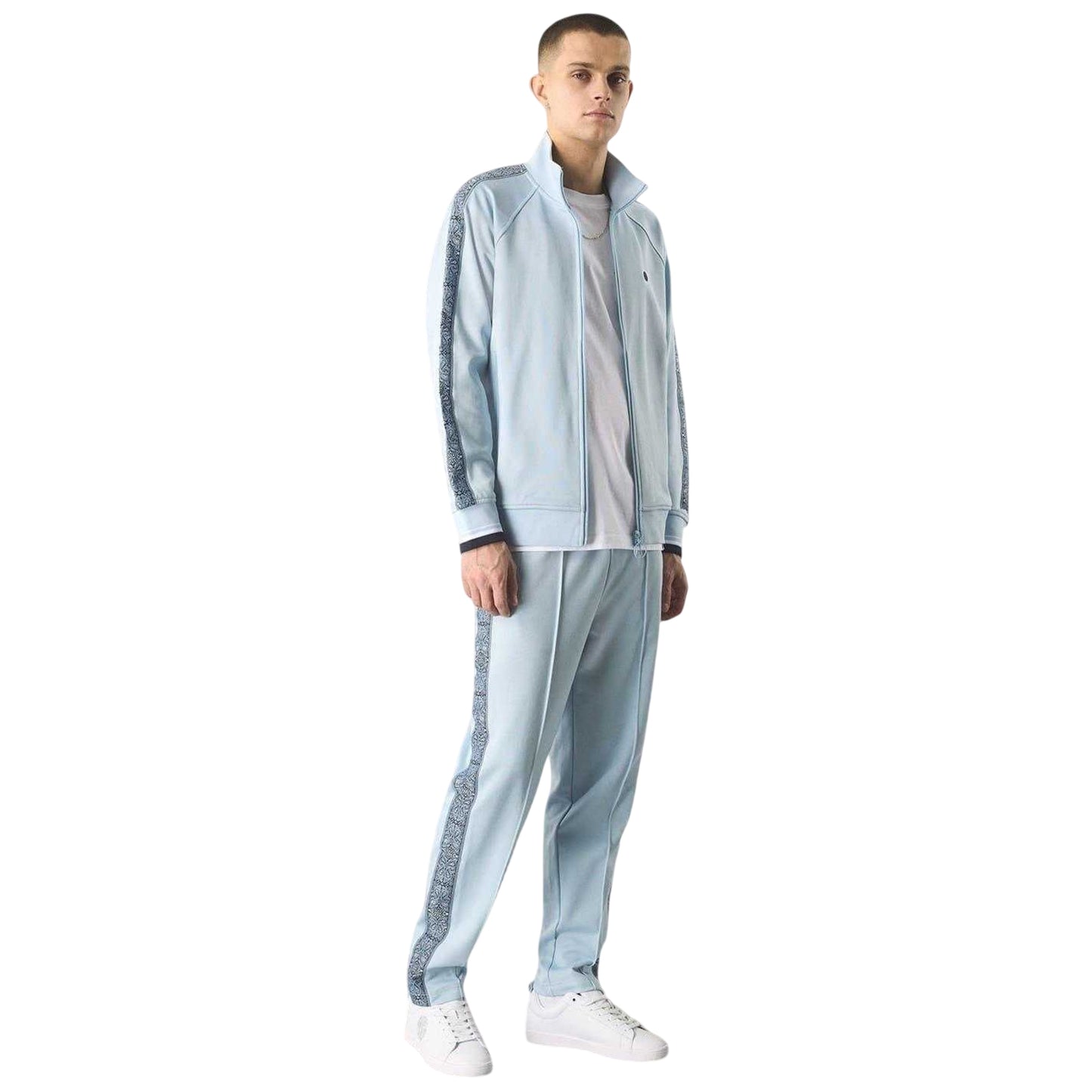 Light Blue - Lifestyle - Pretty Green Mens Eclipse Paisley Taped Raglan Track Top