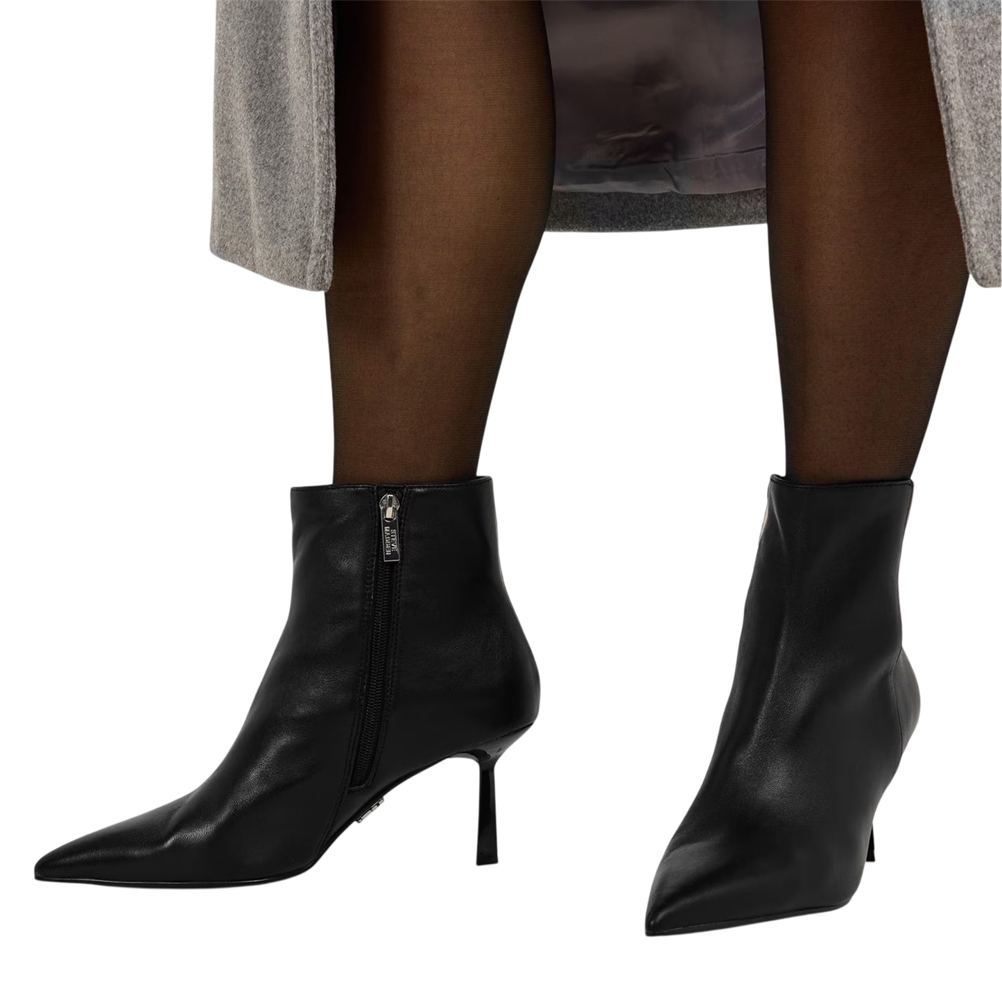 Black - Lifestyle - Steve Madden Womens-Ladies Sabine Leather Stiletto Heel Ankle Boots