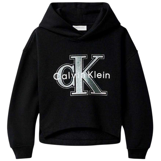 Black - Front - Calvin Klein Childrens-Kids Big Logo Hoodie