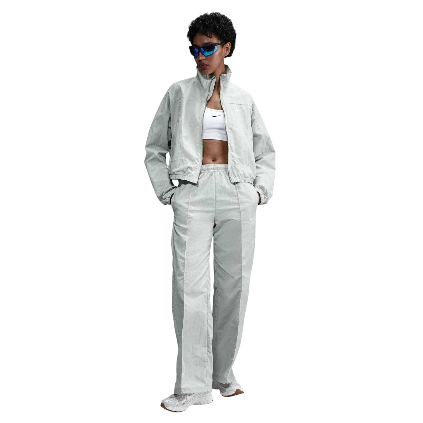 Light Silver-White - Pack Shot - Nike Womens-Ladies NSW Woven Jogging Bottoms