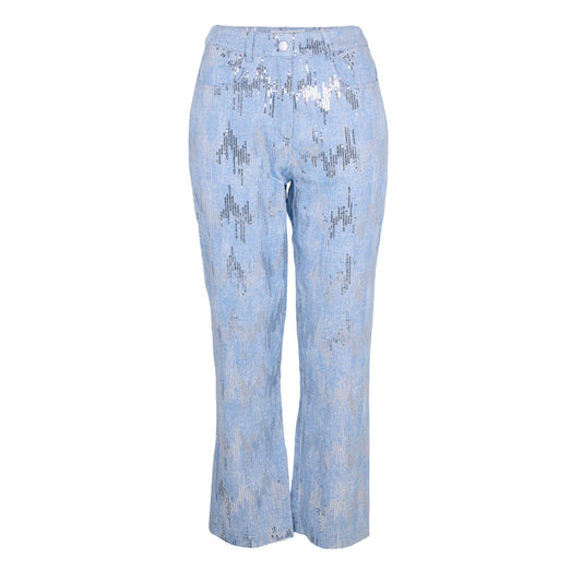 Blue - Front - AmyLynn Womens-Ladies Embellished 5 Pockets Jeans