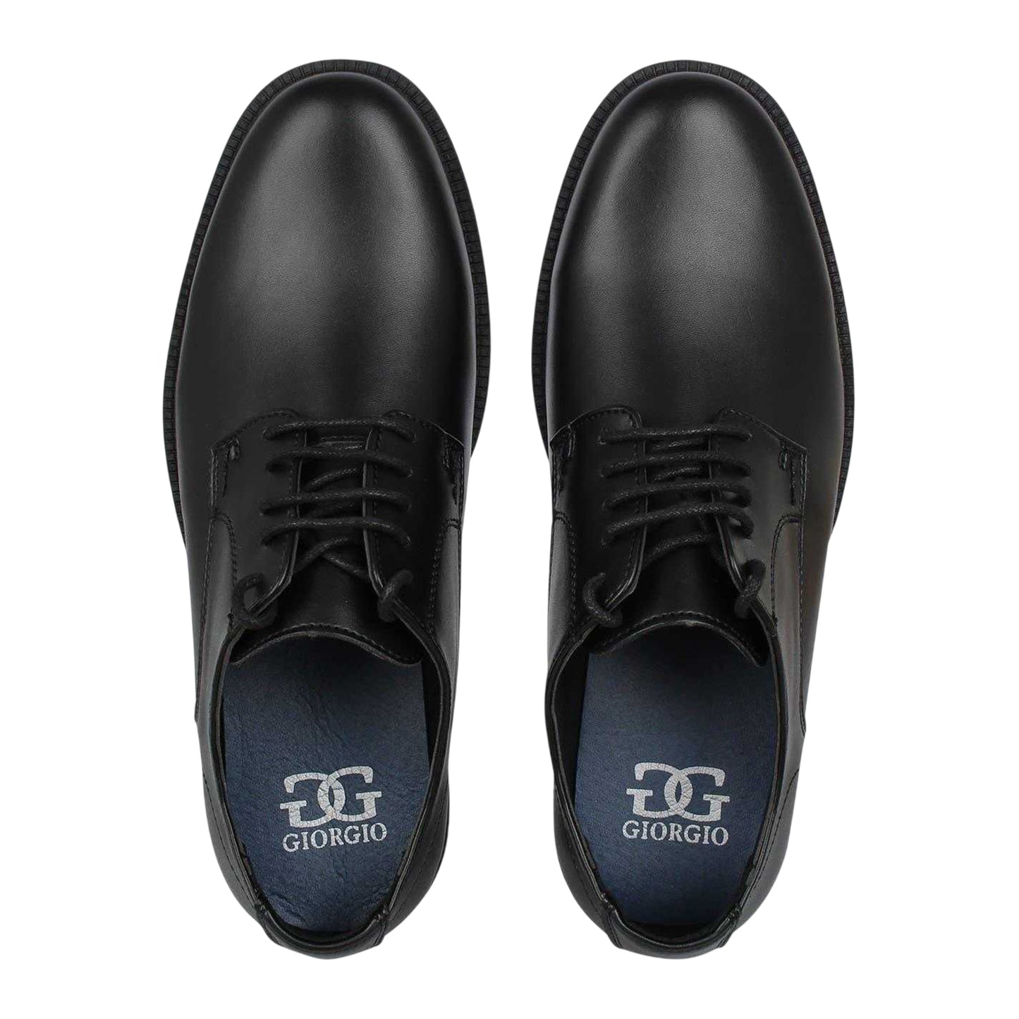 Black - Pack Shot - Giorgio Mens Stack Heel Derby Shoes