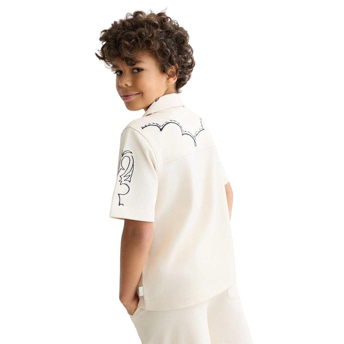 Cream - Back - Scotch Boys Patterned Short-Sleeved Shirt