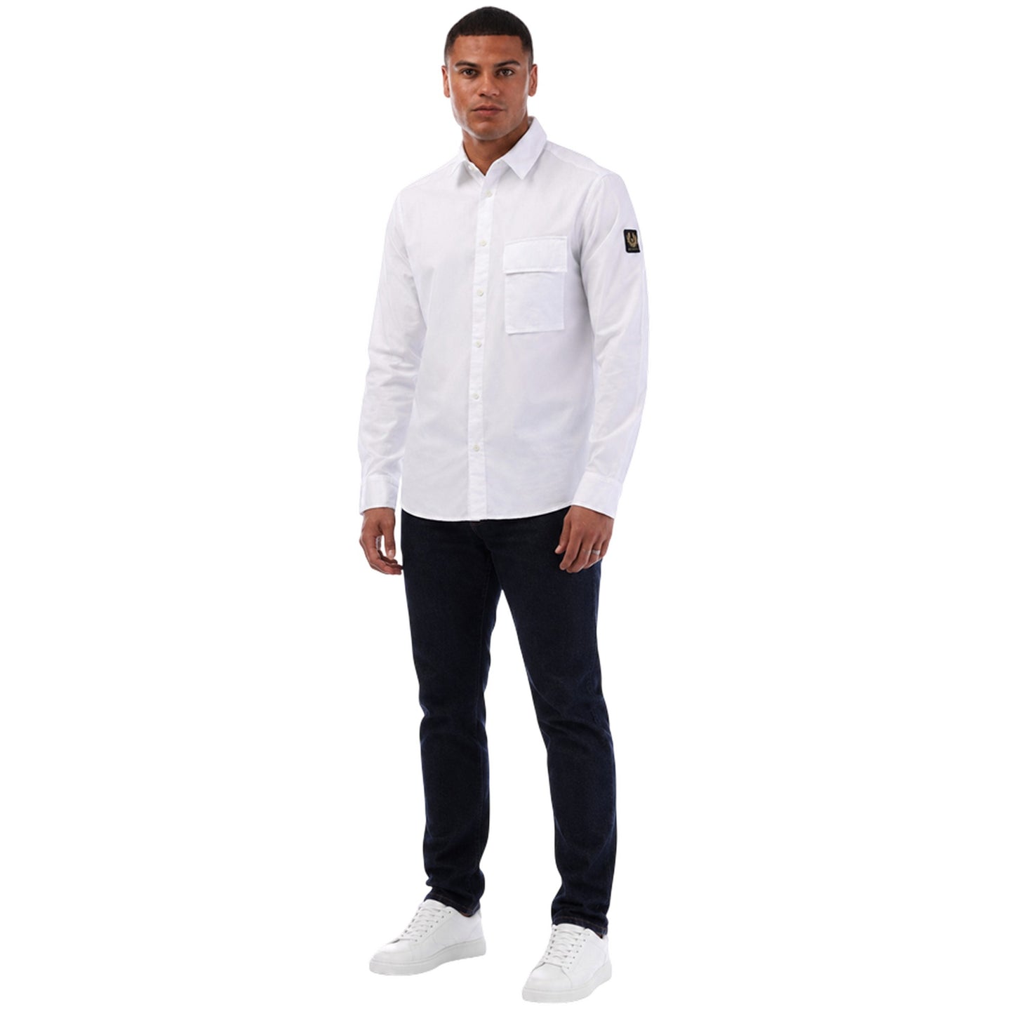 White - Lifestyle - Belstaff Mens Scale Garment Dyed Long-Sleeved Shirt