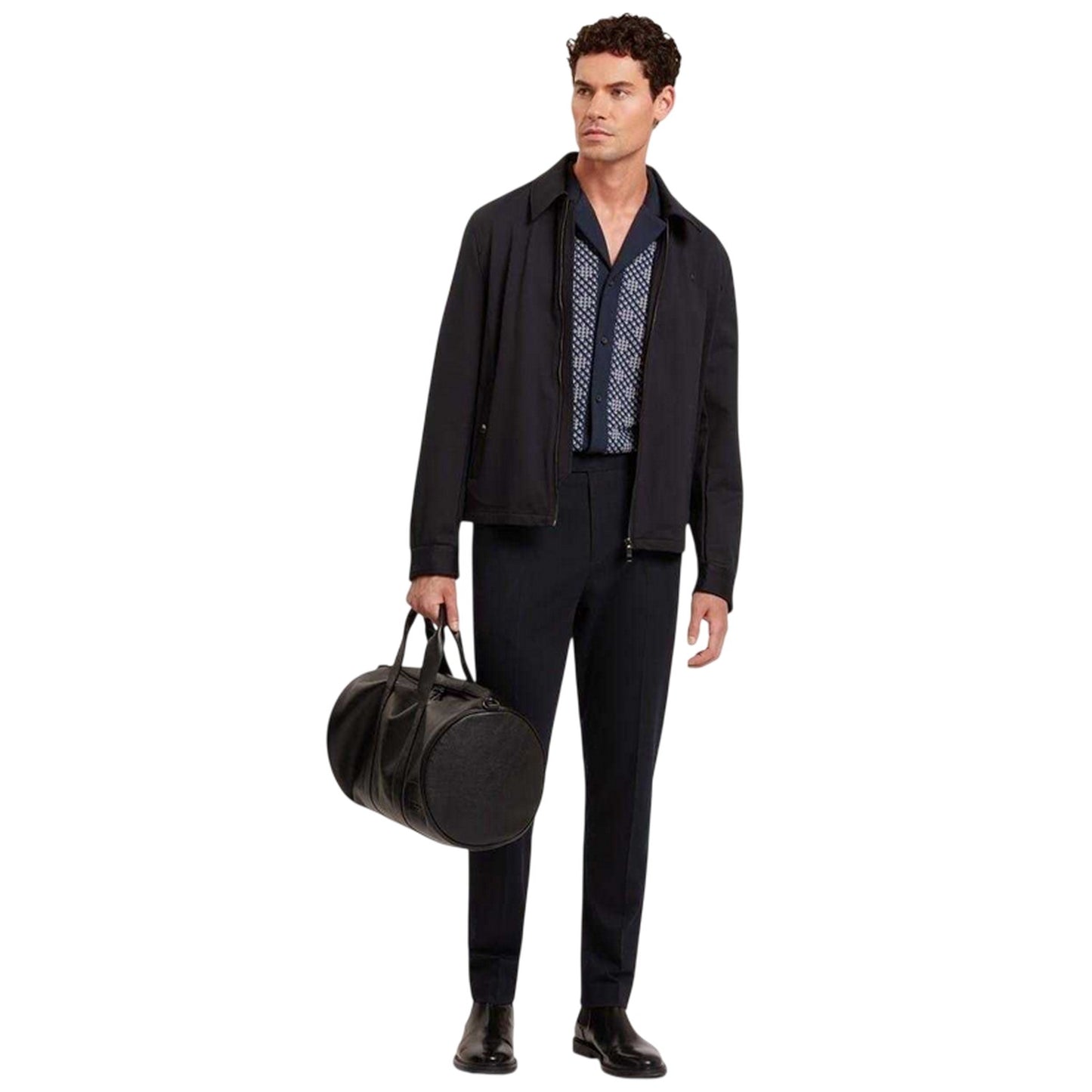 Navy - Pack Shot - Ted Baker Mens Danlibe Argyle Shirt
