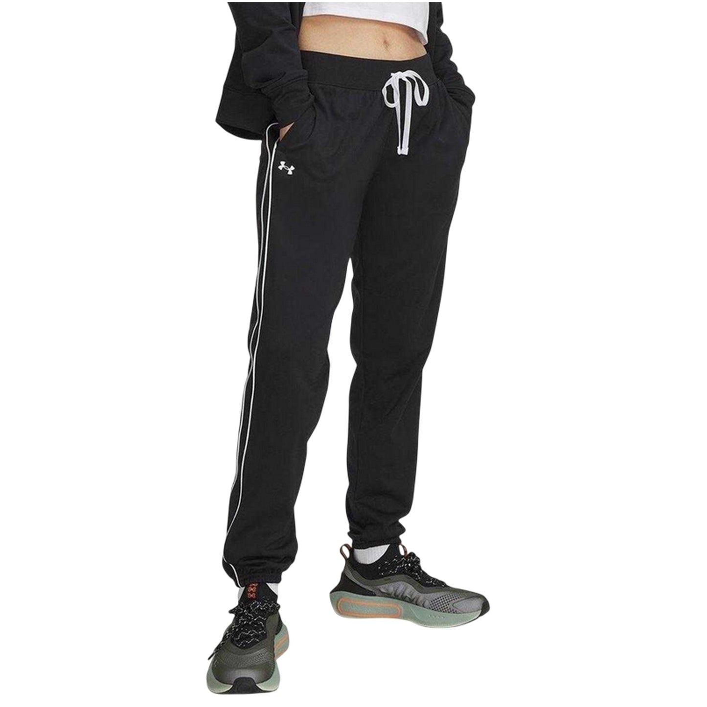 Black-White - Lifestyle - Under Armour Womens-Ladies Rival Contrast Piping Tracksuit