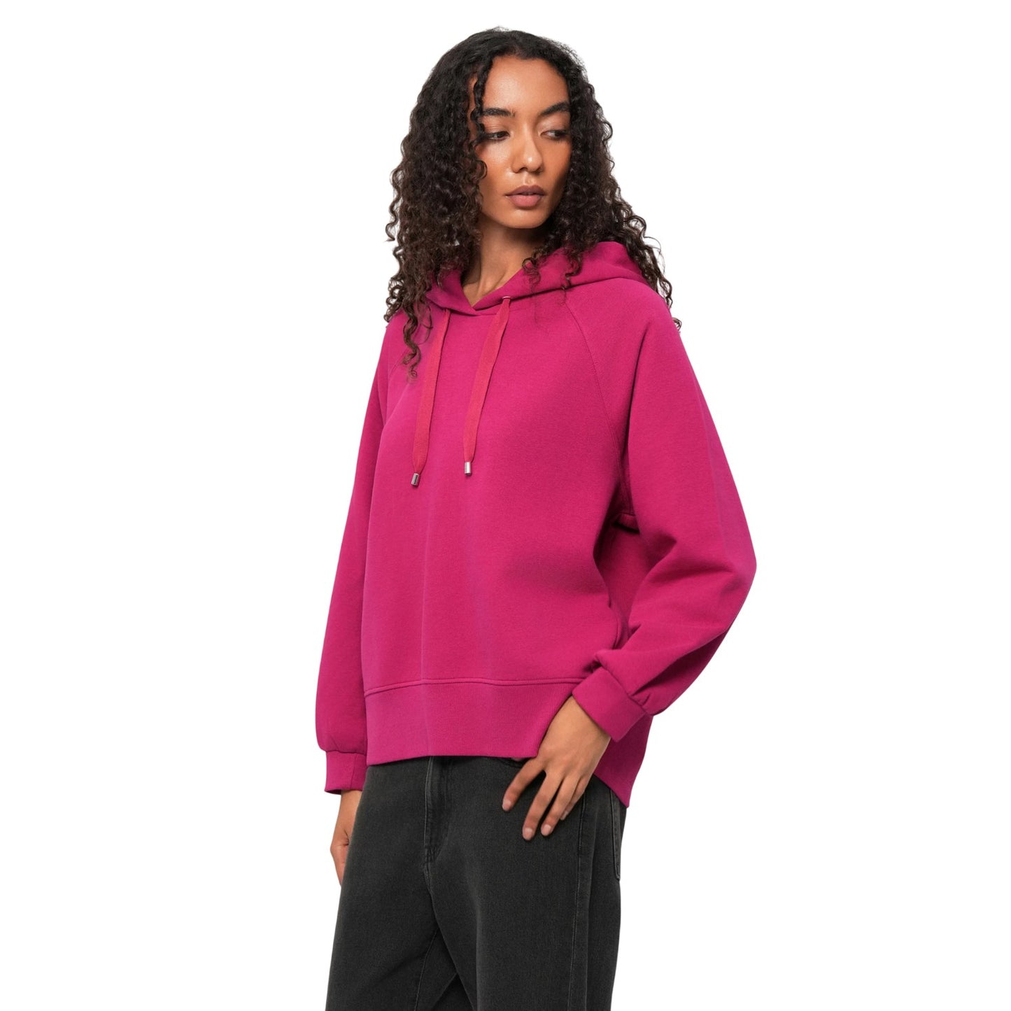 Pink - Side - Head Womens-Ladies Motion Plain Hoodie