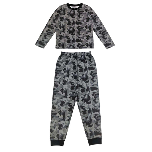 Grey - Front - Star Childrens-Kids Camo Cotton Pyjama Set