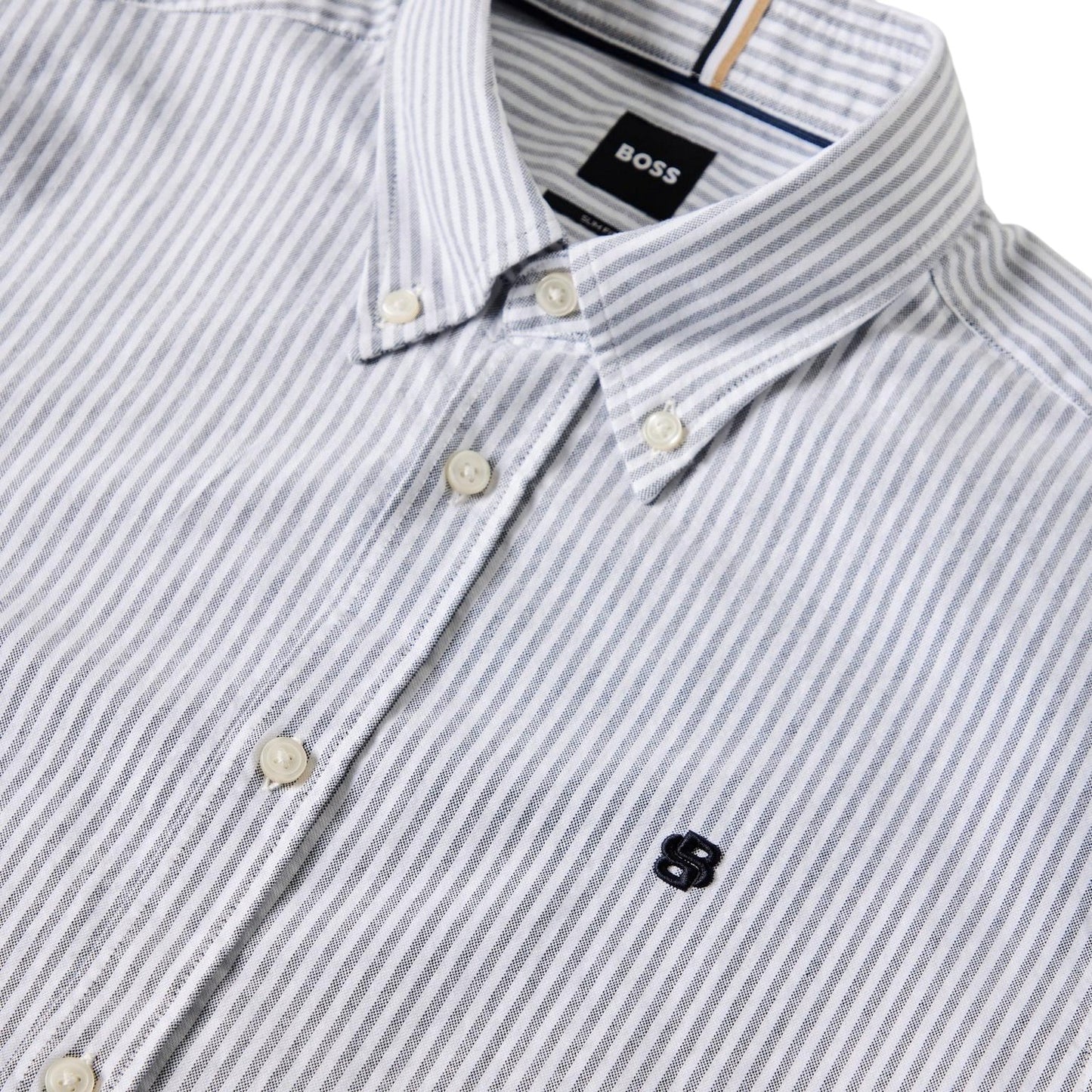Dark Blue-Grey - Side - Boss Mens H-Roan Oxford Shirt