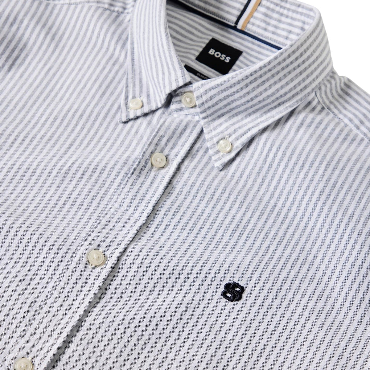 Dark Blue-Grey - Side - Boss Mens H-Roan Oxford Shirt