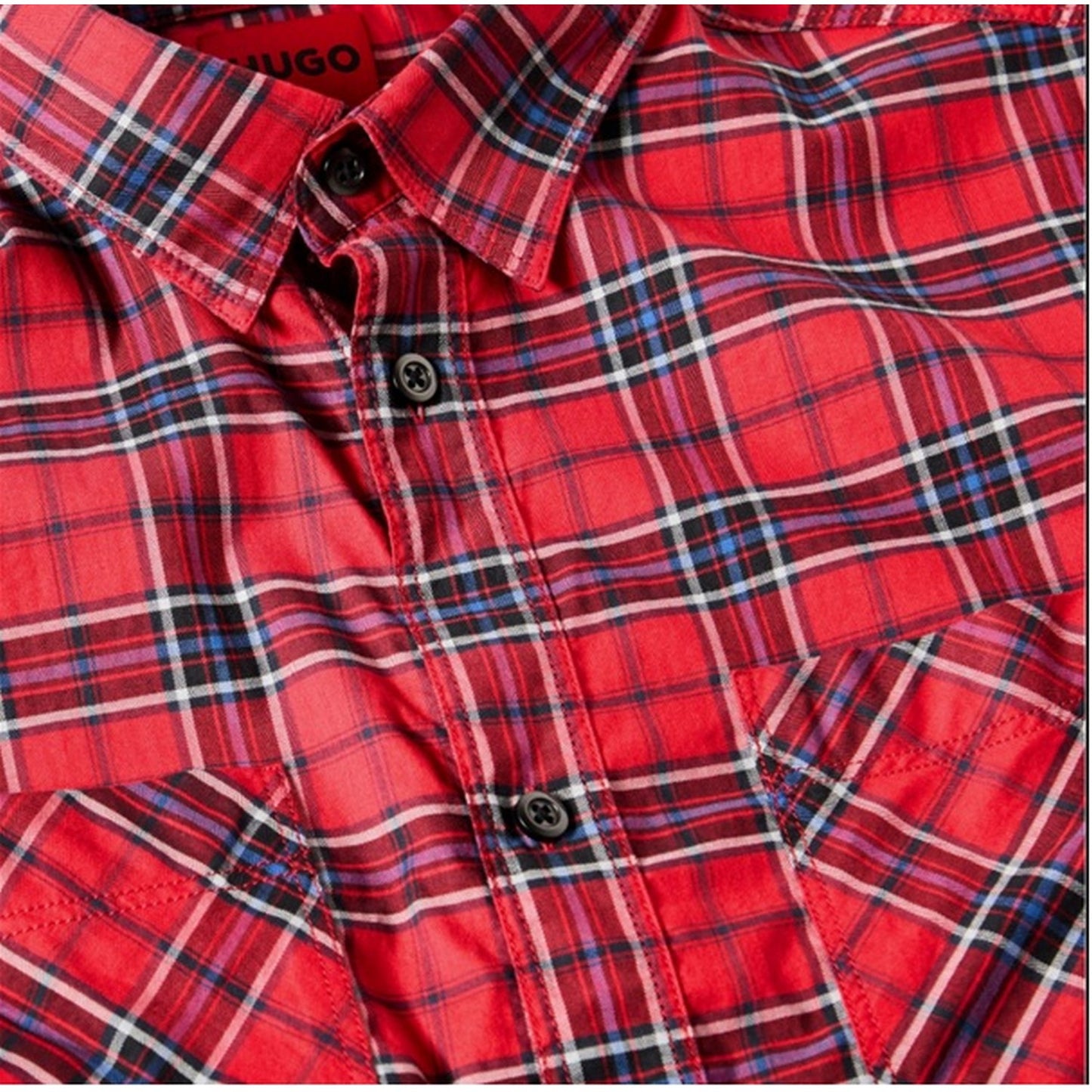 Pink - Side - Hugo Mens Plaid Oxford Shirt