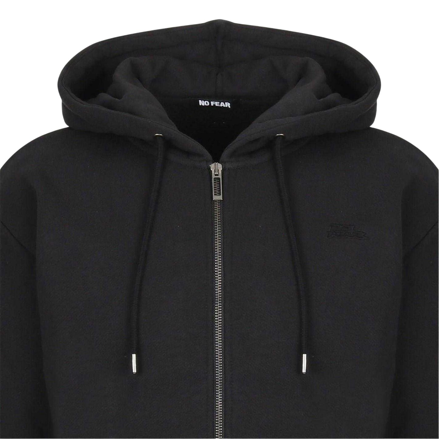 Black - Side - No Fear Mens Plain Full Zip Hoodie