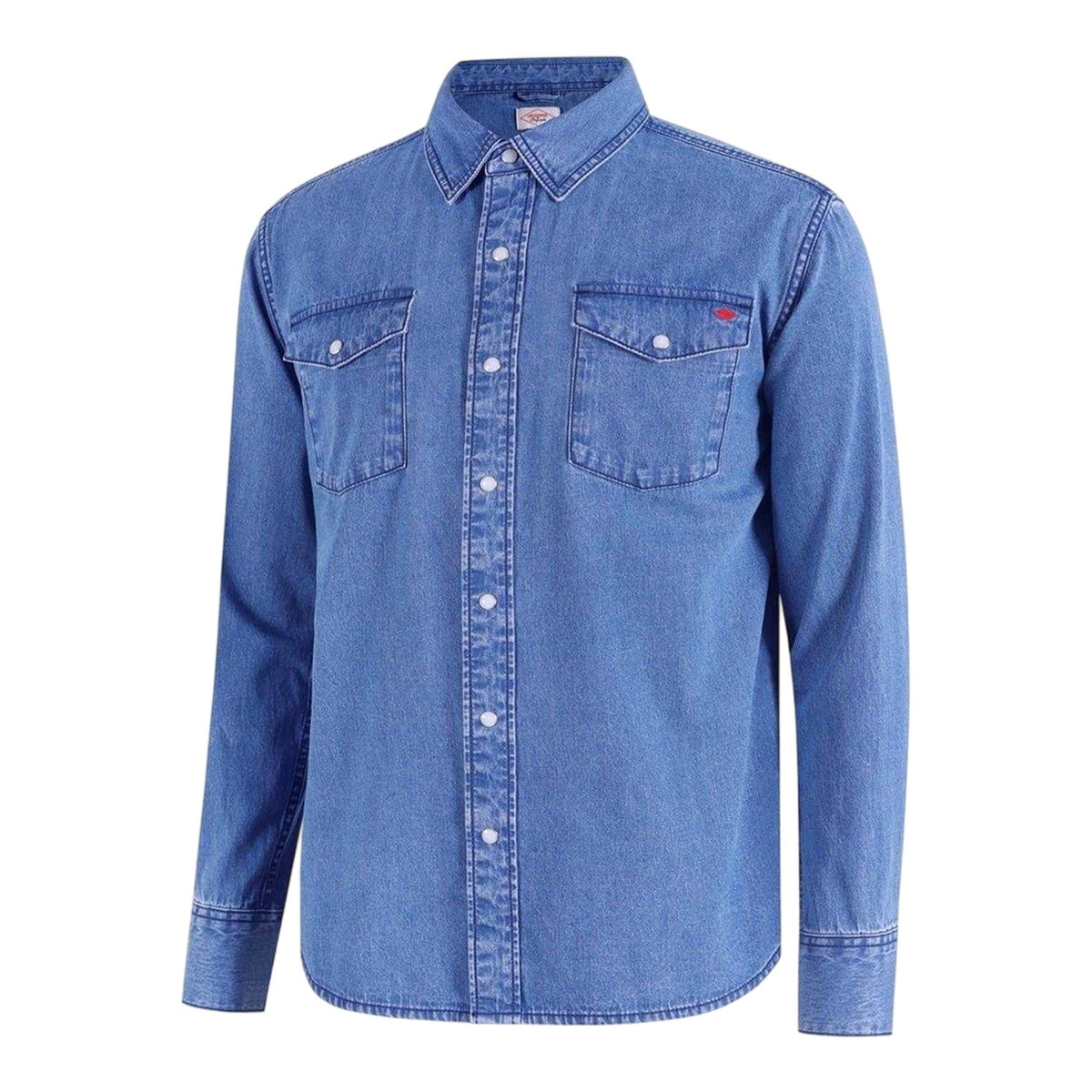 Mid Wash - Side - Lee Cooper Mens Denim Collared Long-Sleeved Shirt