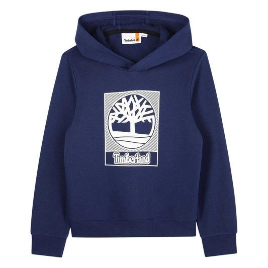 Blue - Front - Timberland Childrens-Kids Box Logo Hoodie
