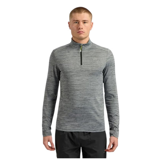 Black Marl - Front - ALTRYN Mens Landy Space Dye Quarter Zip Midlayer