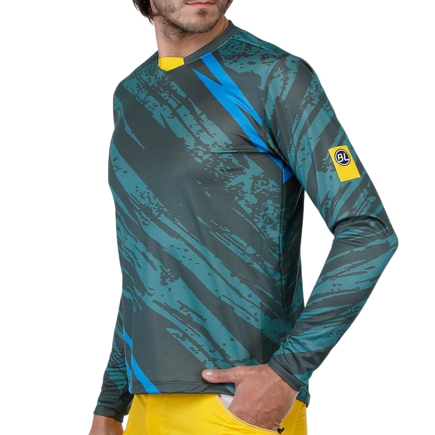 Dark Green - Side - Bicycle Line Mens Ponente Long-Sleeved Cycling Jersey