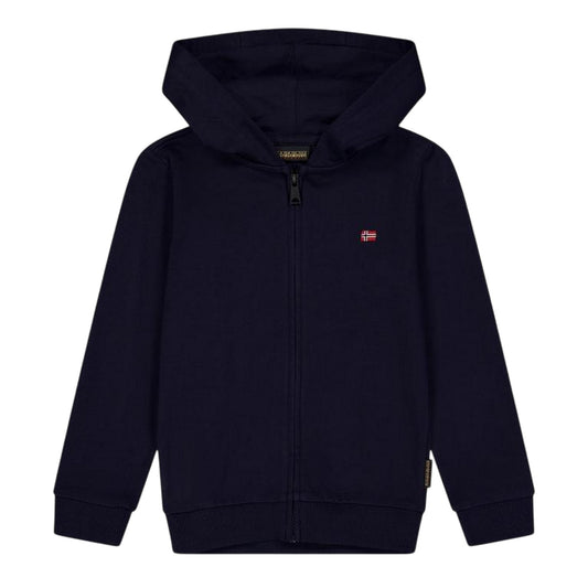 Marine Blue - Front - Napapijri Childrens-Kids Full Zip Hoodie
