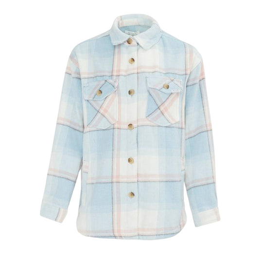 Light Blue - Front - Miso Womens-Ladies Plaid Wool Shirt