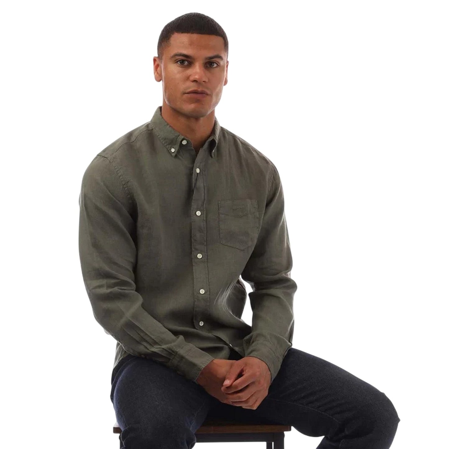 Green - Side - Gant Mens Garment Dyed Regular Shirt