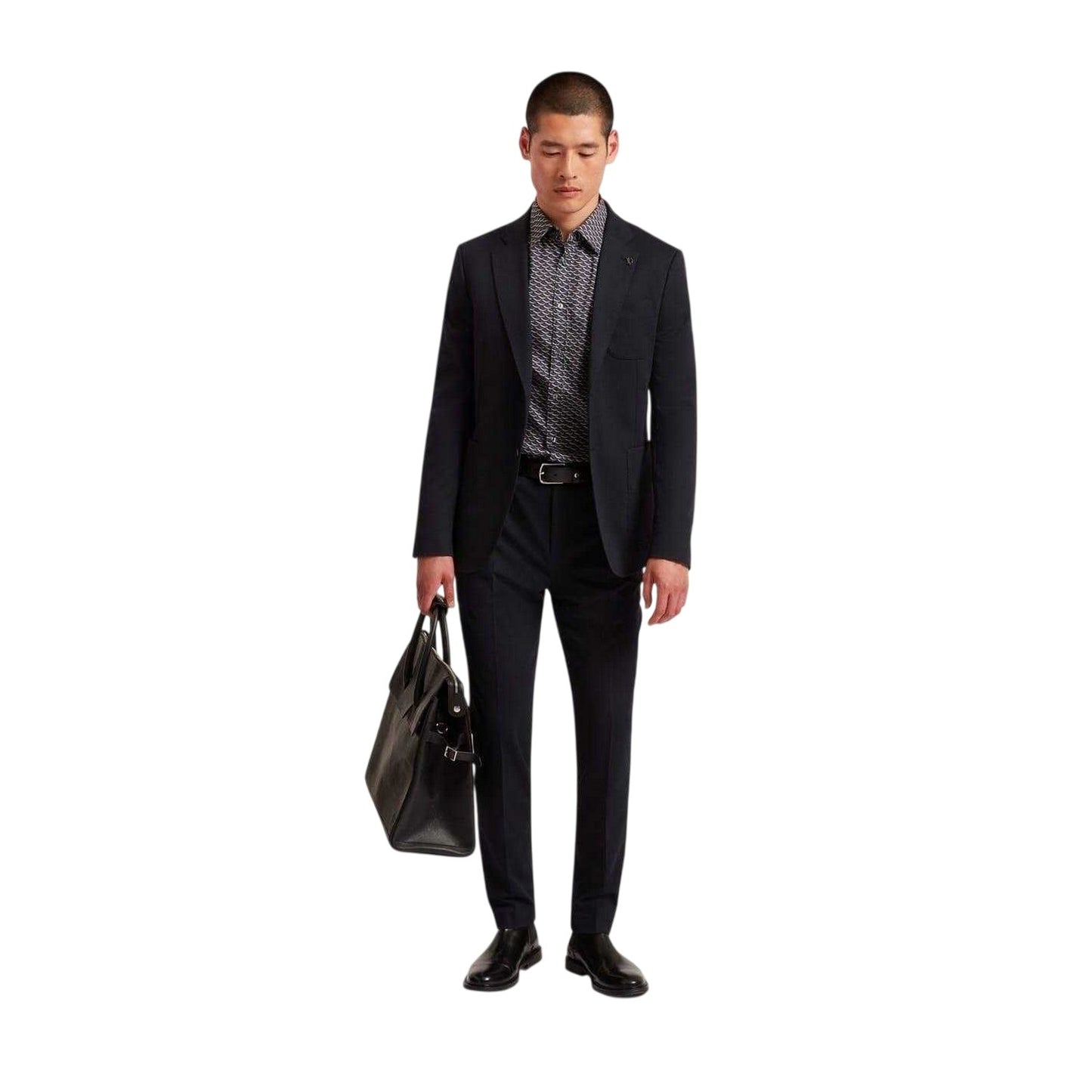 Dark Grey - Pack Shot - Ted Baker Mens Geometric Collared Shirt