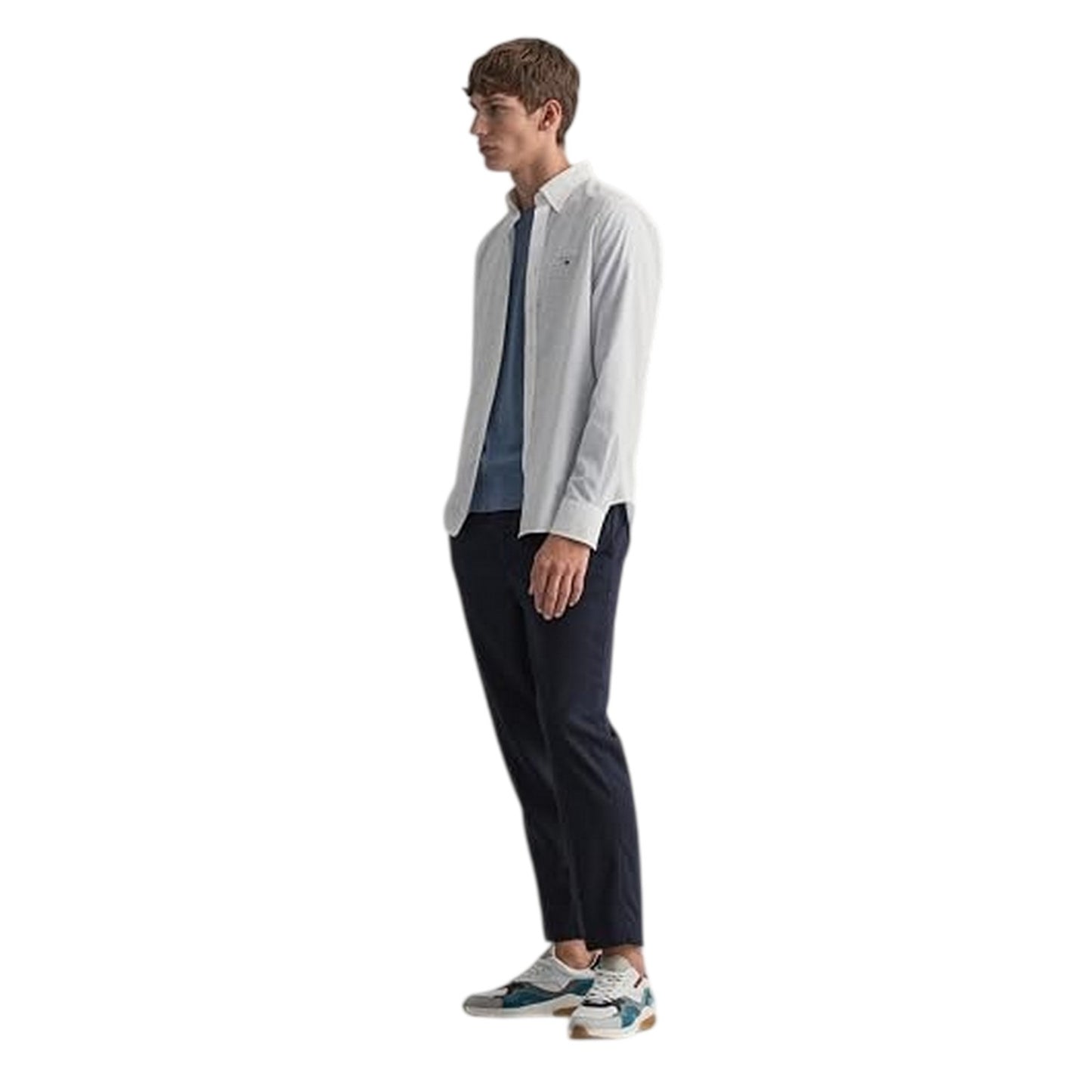 White - Lifestyle - Gant Mens Pique Regular Long-Sleeved Shirt