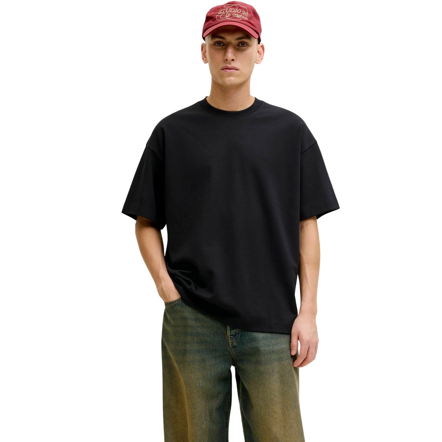 Black - Lifestyle - Jack And Jones Mens Barron Crew Neck Oversized T-Shirt
