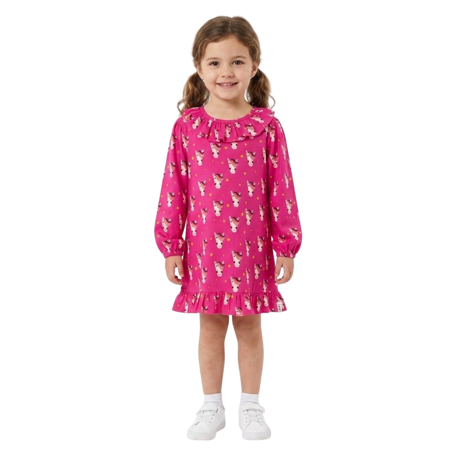Pink - Lifestyle - Lilly & Sid Girls All-Over Print Puff Sleeve Dress