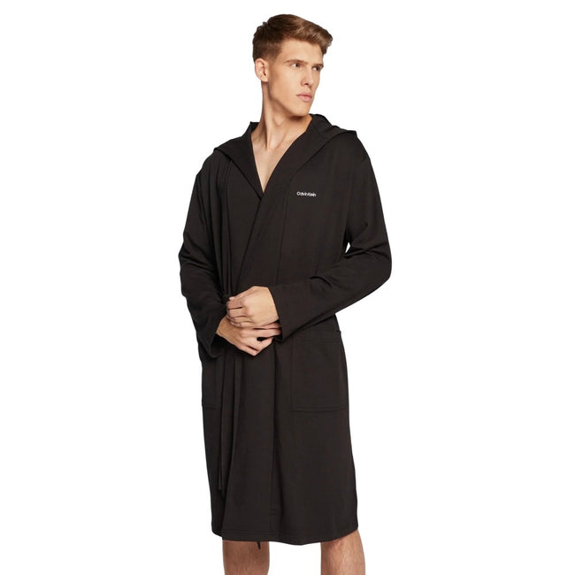 Black - Side - Calvin Klein Mens Modern Cotton Dressing Gown