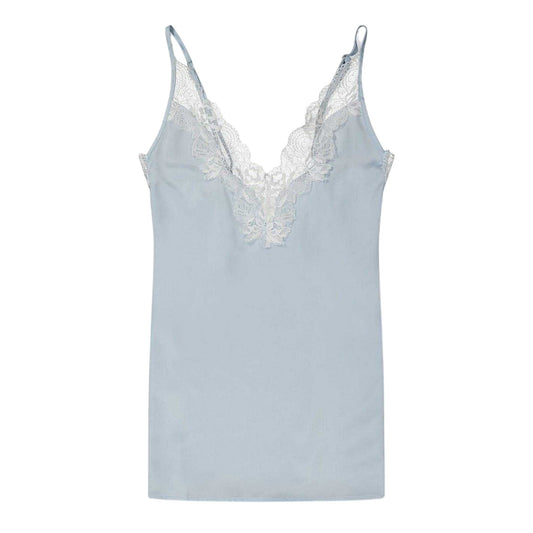 Icewater Blue - Front - Bluebella Womens-Ladies Lace Satin Slip Dress