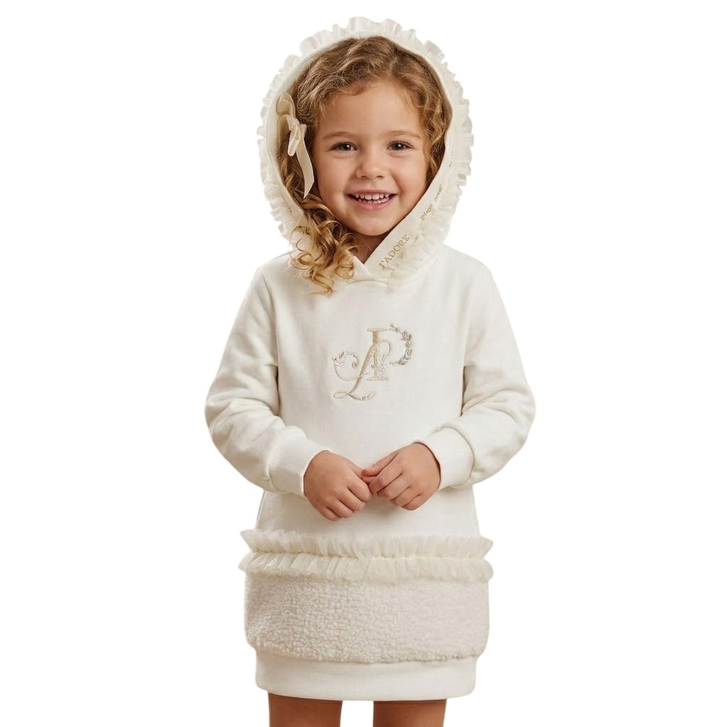 Off White - Back - Lapin House Girls Monogram Dress