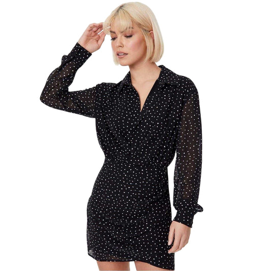 Black - Front - Jack Wills Womens-Ladies Spotted Draped Shirt Dress