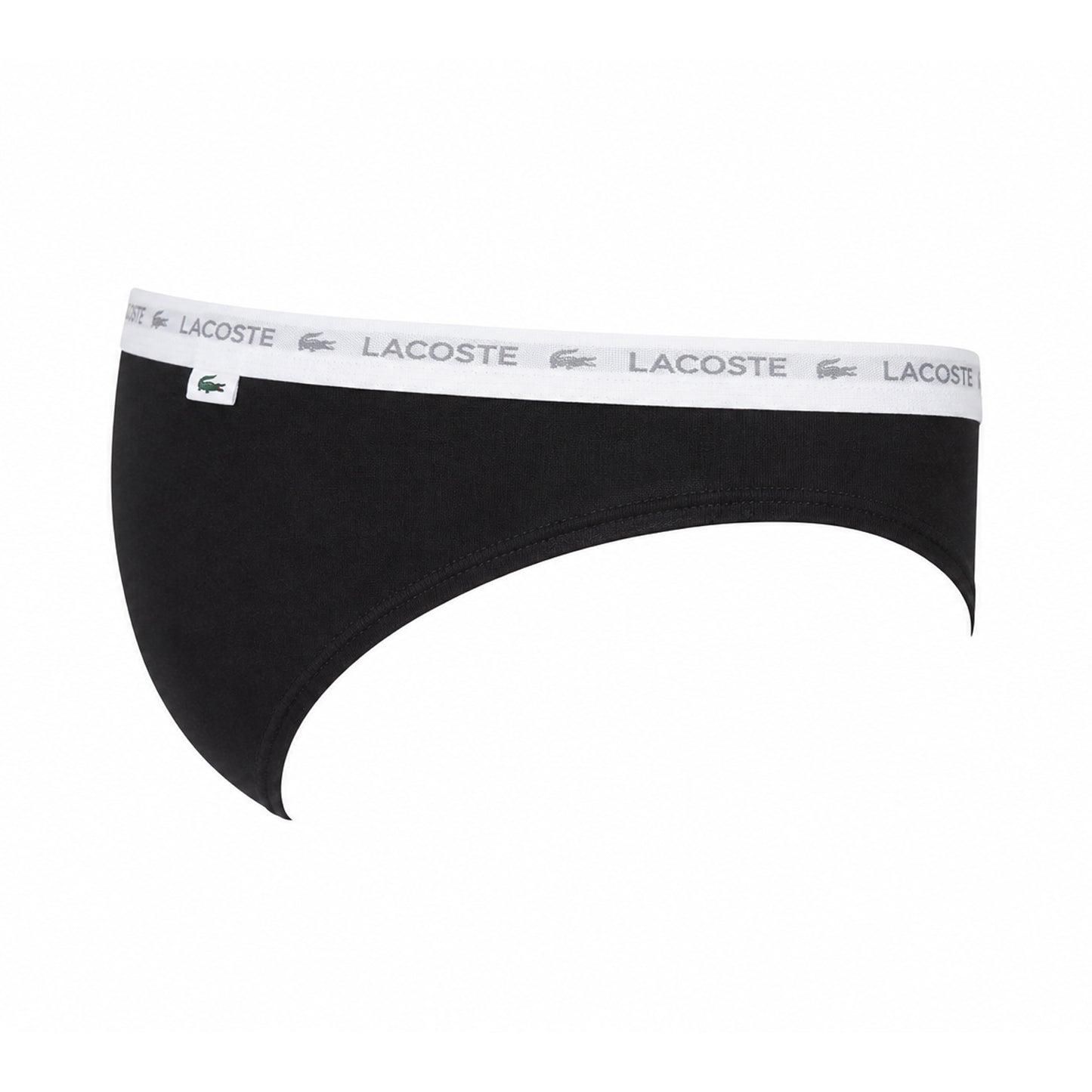 Biscuit-White-Black - Side - Lacoste Womens-Ladies Cotton Blend Briefs (Pack of 3)