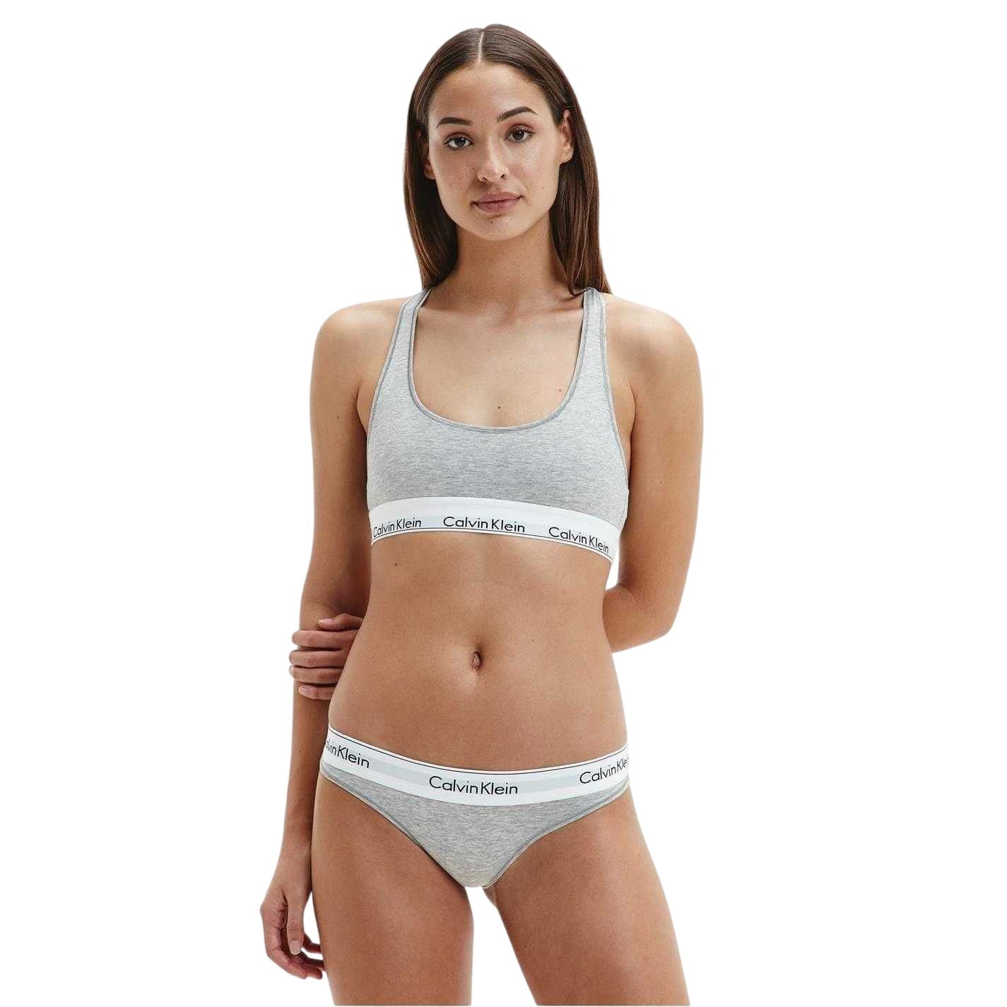 Grey - Pack Shot - Calvin Klein Womens-Ladies Cotton Blend Lightweight Modern Briefs