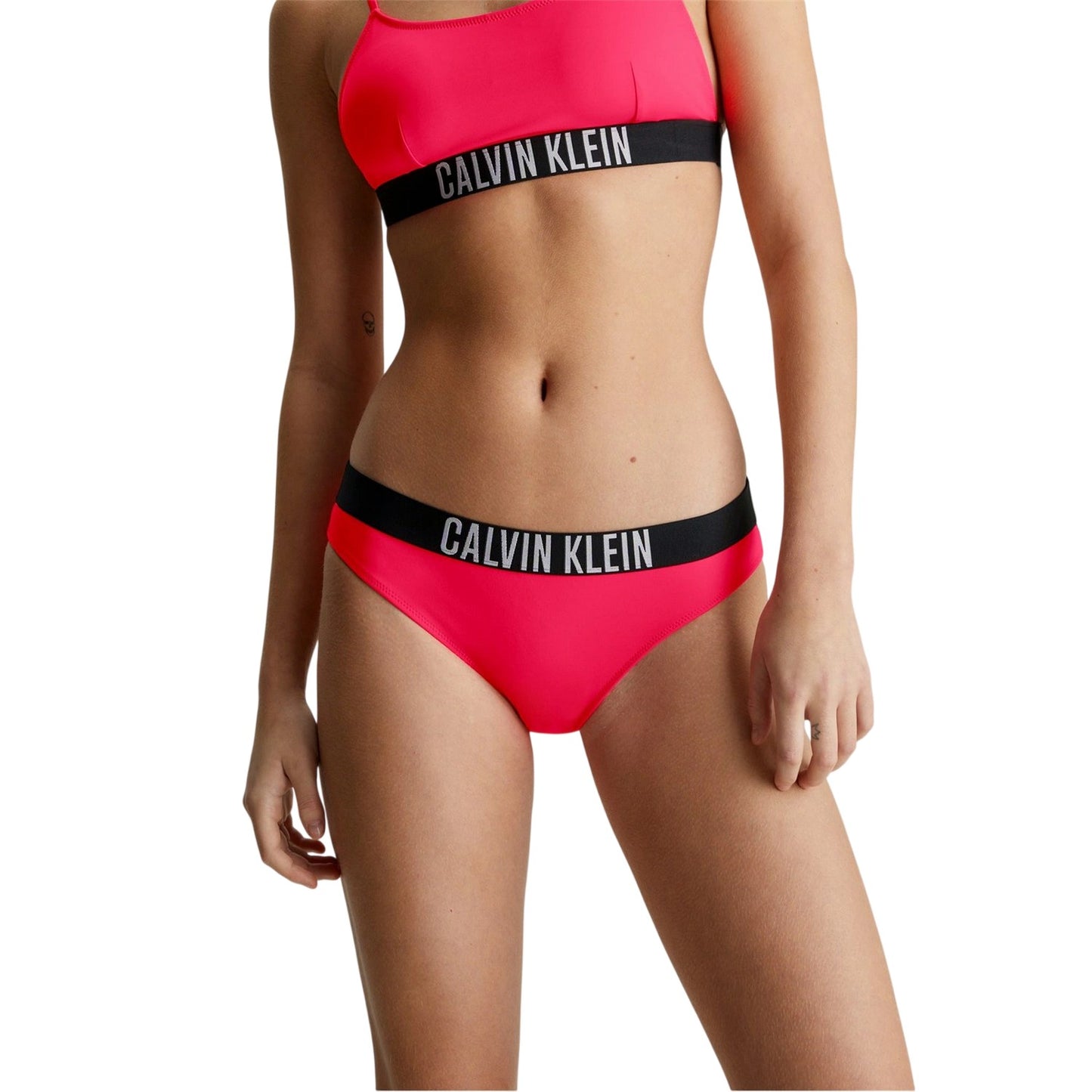 Signal Red - Lifestyle - Calvin Klein Womens-Ladies Logo Bikini Bottoms