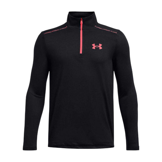 Black - Front - Under Armour Boys Tech Quarter Zip Top