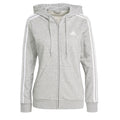 Grey - Front - Adidas Womens-Ladies Essentials Striped French Terry Full Zip Hoodie