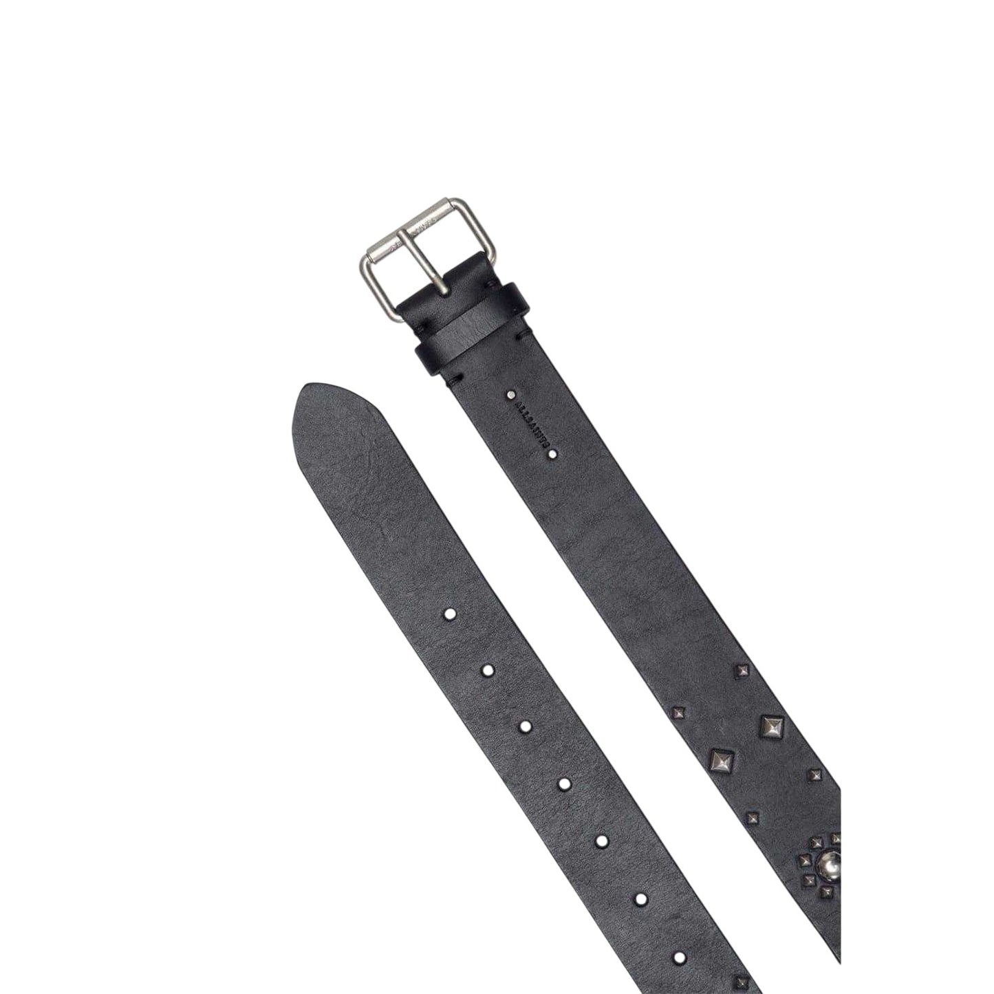 Black - Side - AllSaints Studded Leather Belt