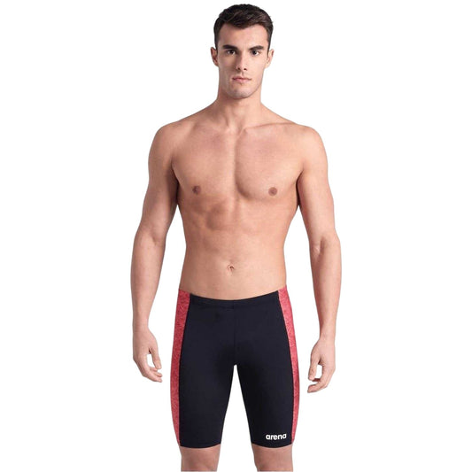 Black-Red Print - Front - Arena Mens Abstract Tiles Jammer Shorts