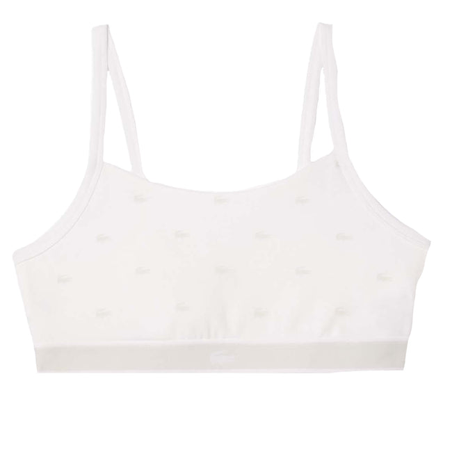 White - Front - Lacoste Womens-Ladies Cotton Stretch Bralette