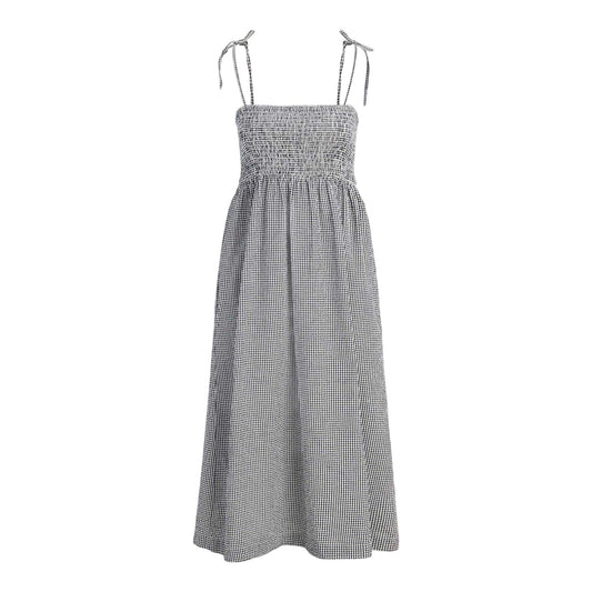 Black-White - Front - JJXX Womens-Ladies Seersucker Smock Dress