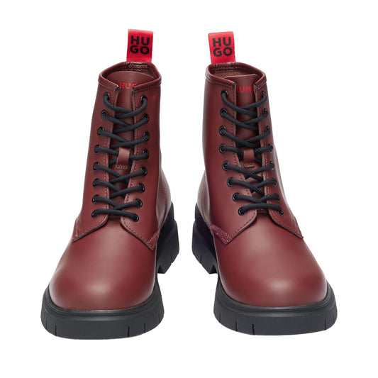 Red - Front - Hugo Mens Ryan Leather Combat Boots