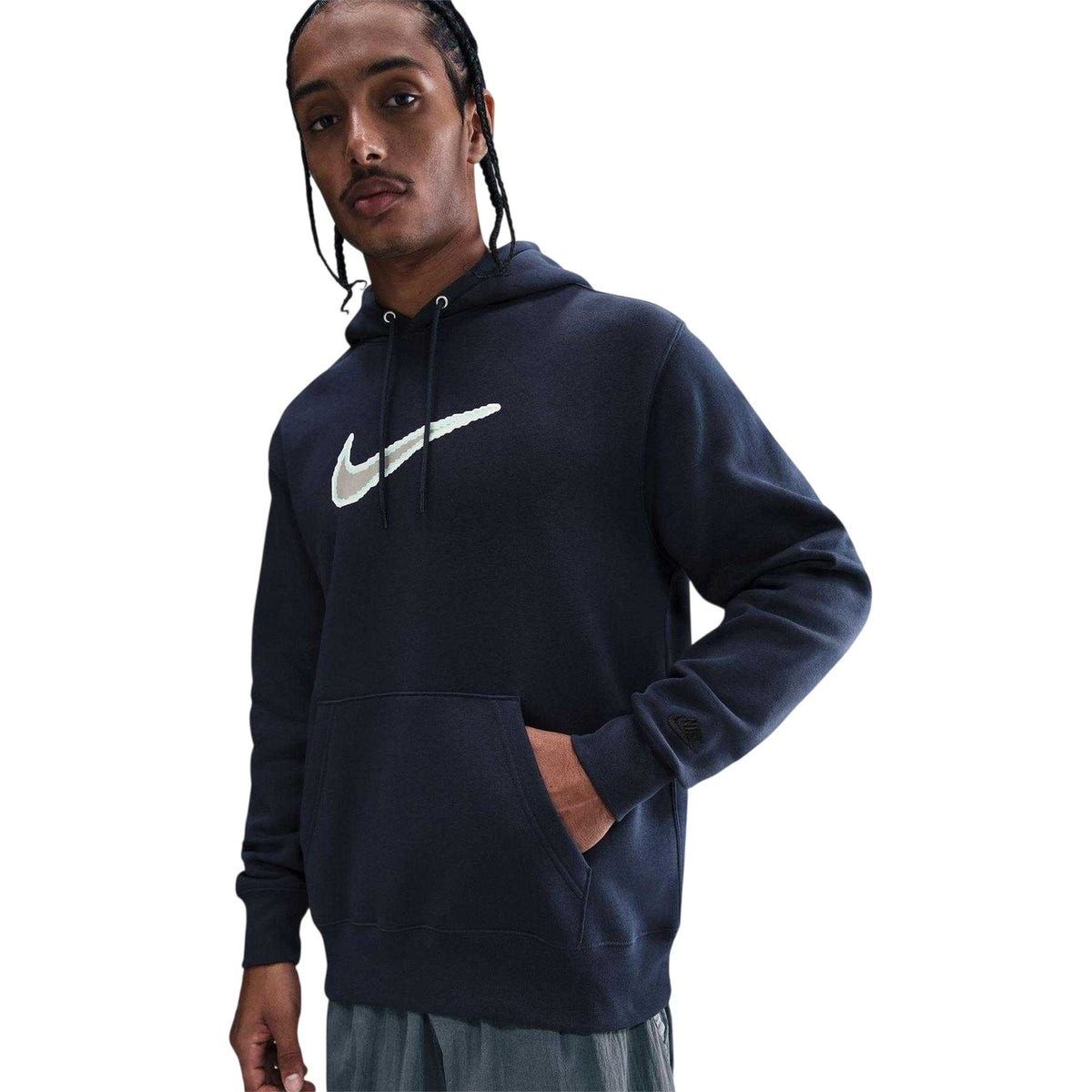 Obsidian Blue - Side - Nike Mens Club Swoosh Fleece Hoodie