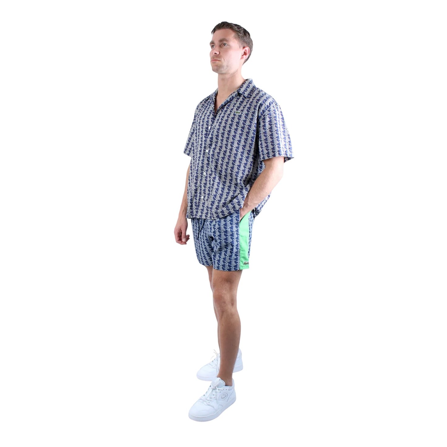Multicoloured - Lifestyle - Lacoste Mens Monogram Mid Length Swimming Trunks