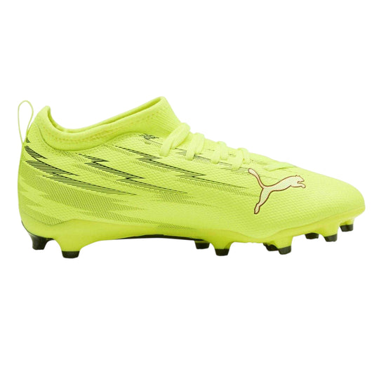 Yellow-Black - Front - Puma Childrens-Kids Ultra 5 Match Firm Ground Football Boots
