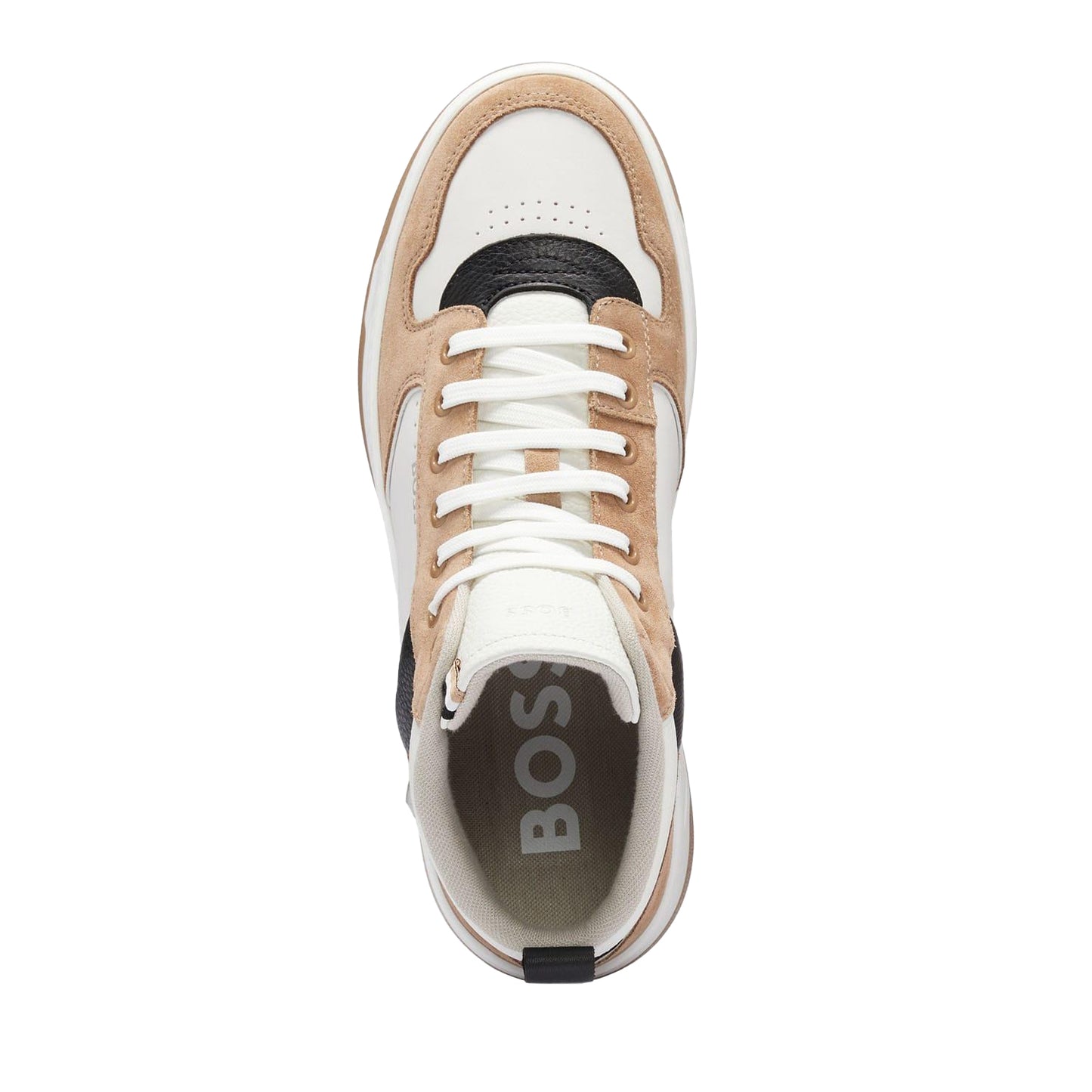 Brown-Black-White - Pack Shot - Boss Mens Baltimore Leather Trainers