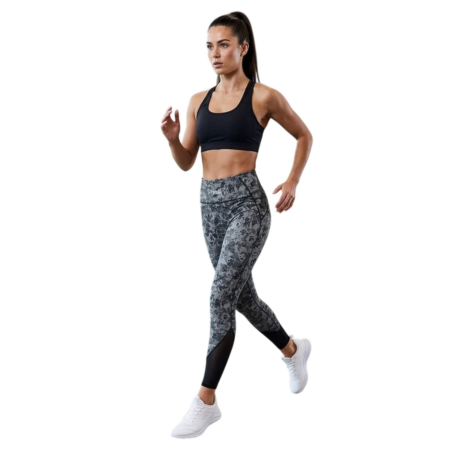 Grey - Side - Everlast Womens-Ladies Camouflage Leggings
