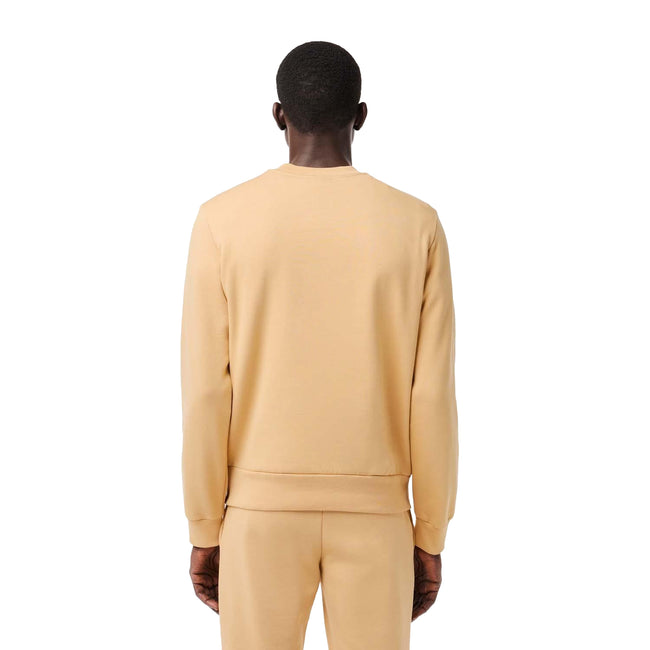 Natural - Back - Lacoste Mens Fleece Crew Neck Sweatshirt