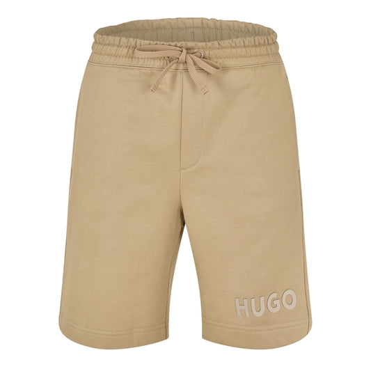 Medium Brown - Front - Hugo Mens Dinkoe Cotton Logo Sweat Shorts